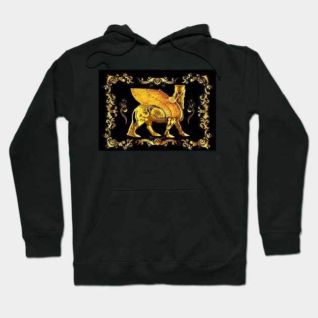 Golden Lamassu Hoodie by doniainart